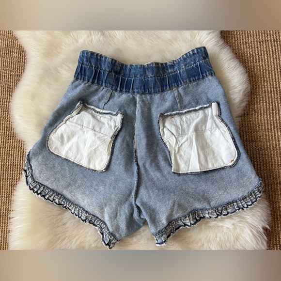 Sea New York Denim Ruffle High Waist Jean Shorts Dax Acid Wash - Picture 10 of 13